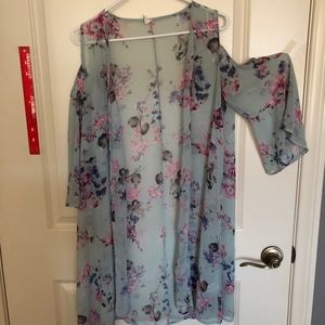 Pinkblush summer flower cover up w open shoulder